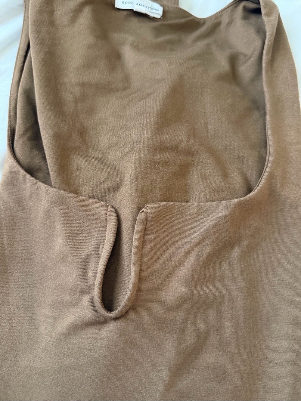 NWOT GOOD AMERICAN V BAR SQUARE NECK BODYSUIT WOMENS SIZE 4 BROWN SCULPTING - Picture 9 of 10